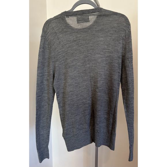 All Saints Mode Merino Wool Knit Sweater Mens Small Crew Neck Gray Soft - Picture 2 of 4